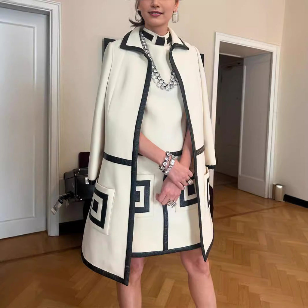 Elegant Textured Jacket with Contrast Stitching