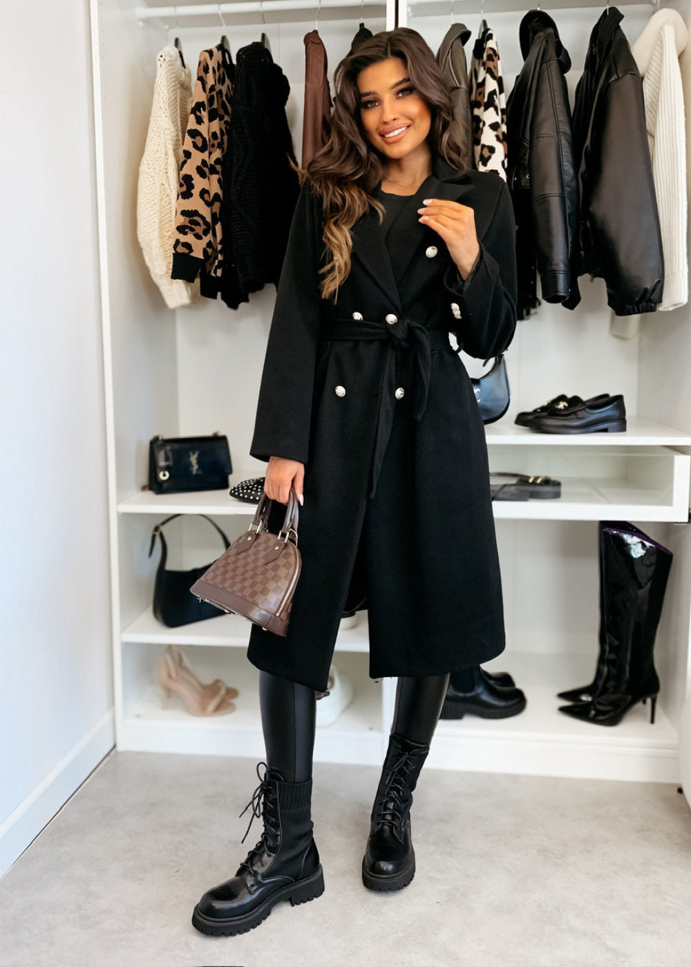 Elegant Double-Breasted Trench Coat with Belt