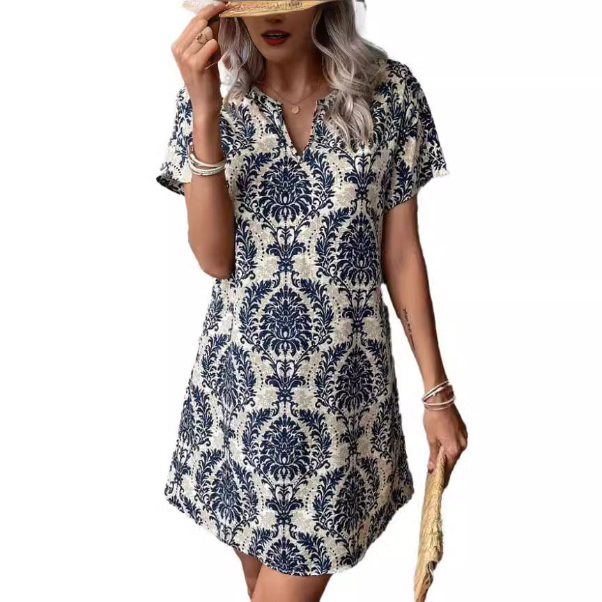 Women's Casual Floral V-Neck Dress
