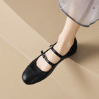 Women's Double-Strap Metallic Ballet Flats