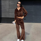 Women's Comfortable Sport Suit with Loose Fit and Hooded Jacket