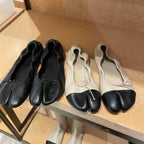 Women's Ballet Flats with Rounded Toe and Lace-Up Detail