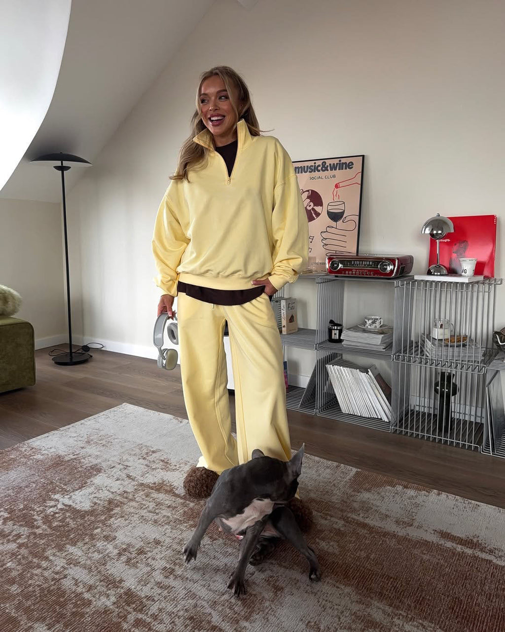 Women's Cozy Fleece Loungewear Set with Stand-Up Collar