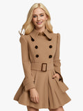 Women's Elegant Trench Coat with Flared Cut and French Collar