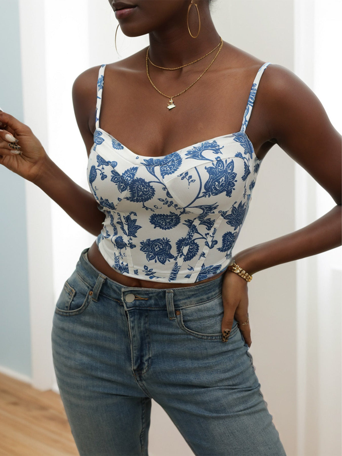 Women's Floral Pattern Cropped Top