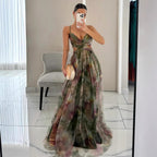 Women's Evening Dress with Flowy Chiffon and Wrap Look