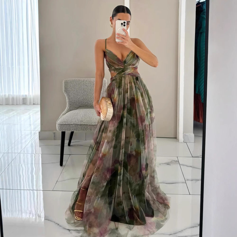 Women's Evening Dress with Flowy Chiffon and Wrap Look
