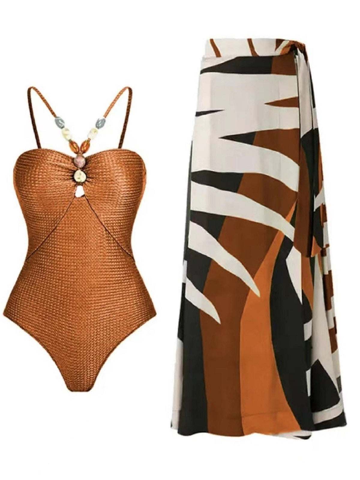 Women's Swimsuit with Trendy Cut-Out and Elegant Wrap Skirt