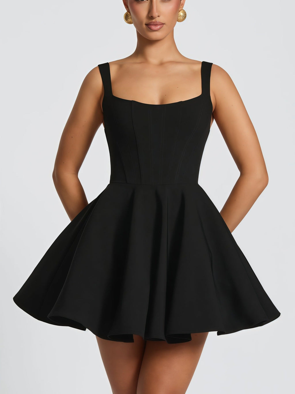 Women's Cocktail Dress with Oversized Bow Design and Flowing Skirt