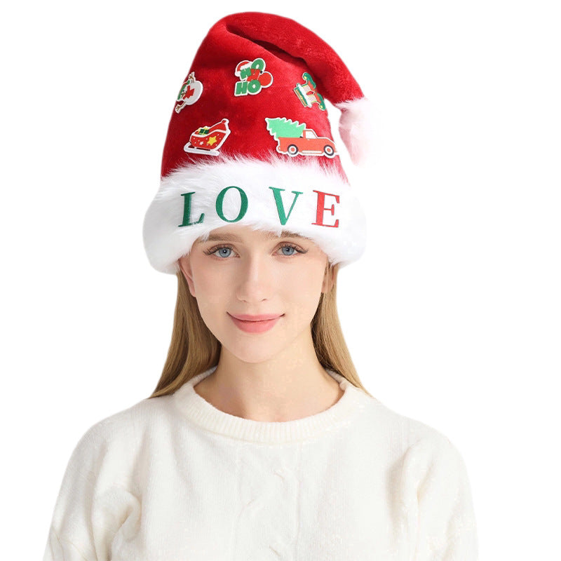 Christmas hat with lights and appliqués