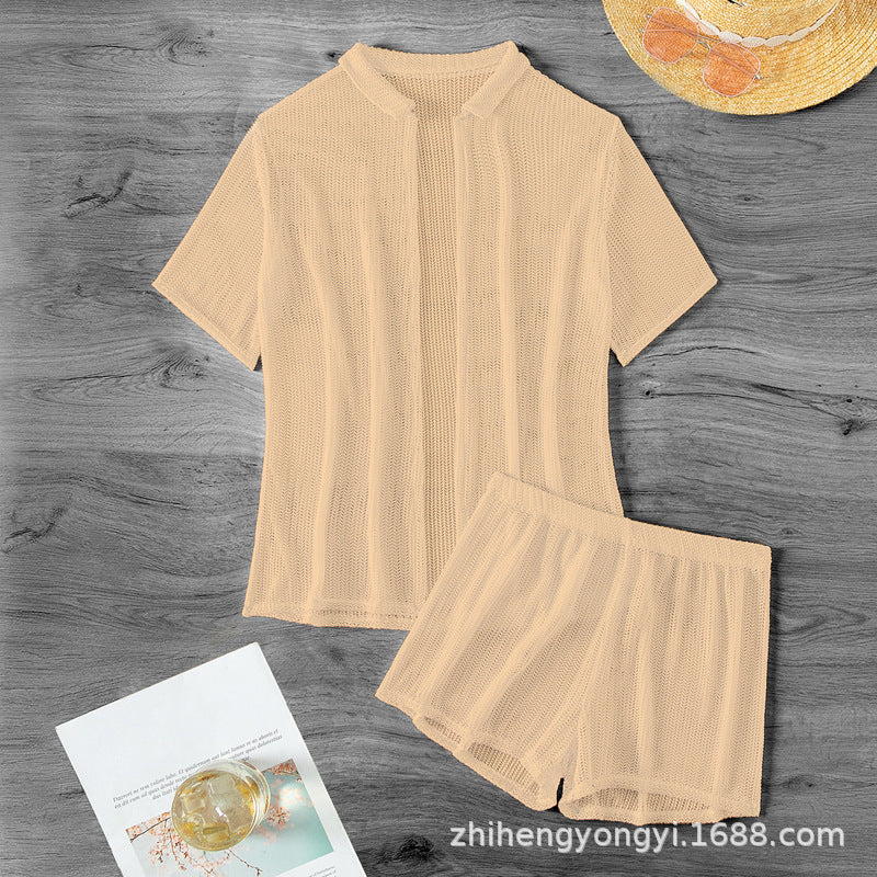Women's Leisure Suit with Airy Knit Design