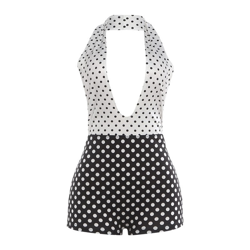 Women's Polka Dot V-Neck Jumpsuit