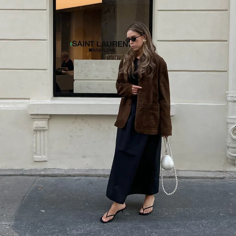 Women's Suede Blazer with Pockets