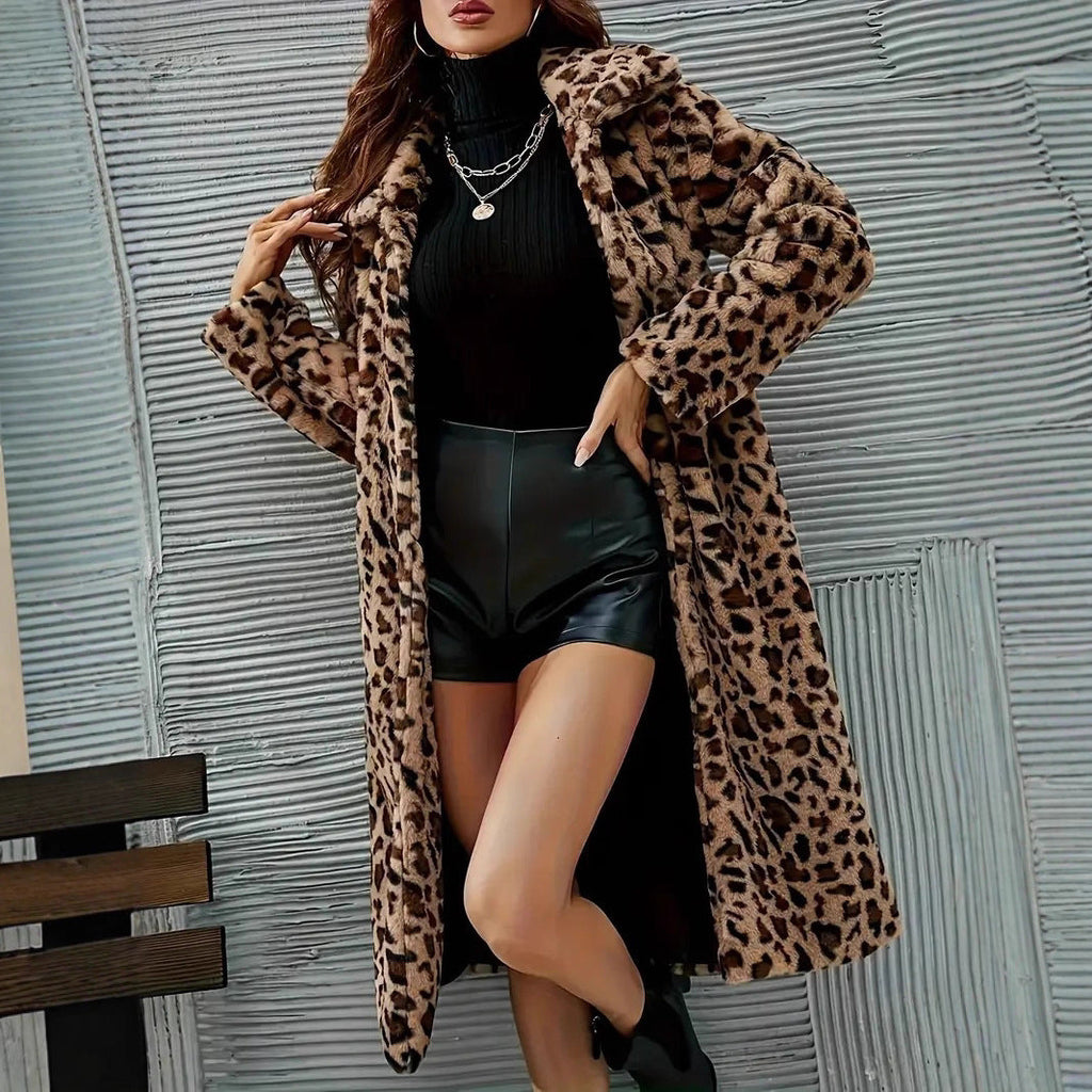 Women's Leopard Print Faux Fur Coat