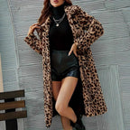 Women's Leopard Print Faux Fur Coat