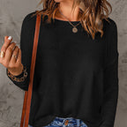 Women's Chunky Knit Sweater with Wide Fit and Decorative V-Neck