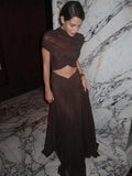 Women's Elegant Wrap Top and Flowing Skirt Set