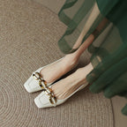 Women's Ballet Flats with Elegant Chain Accent