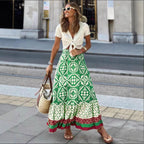 Women's Maxi Skirt in Playful Ethnic Design with Voluminous Hem