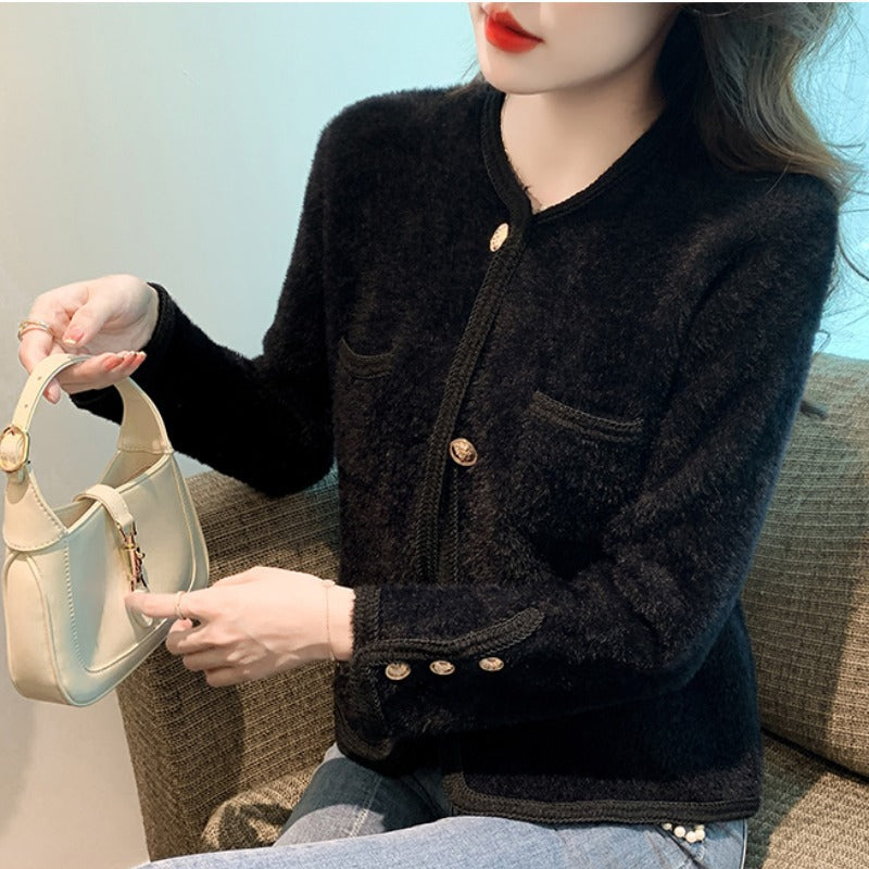 Women's Elegant Cardigan with Gold Buttons