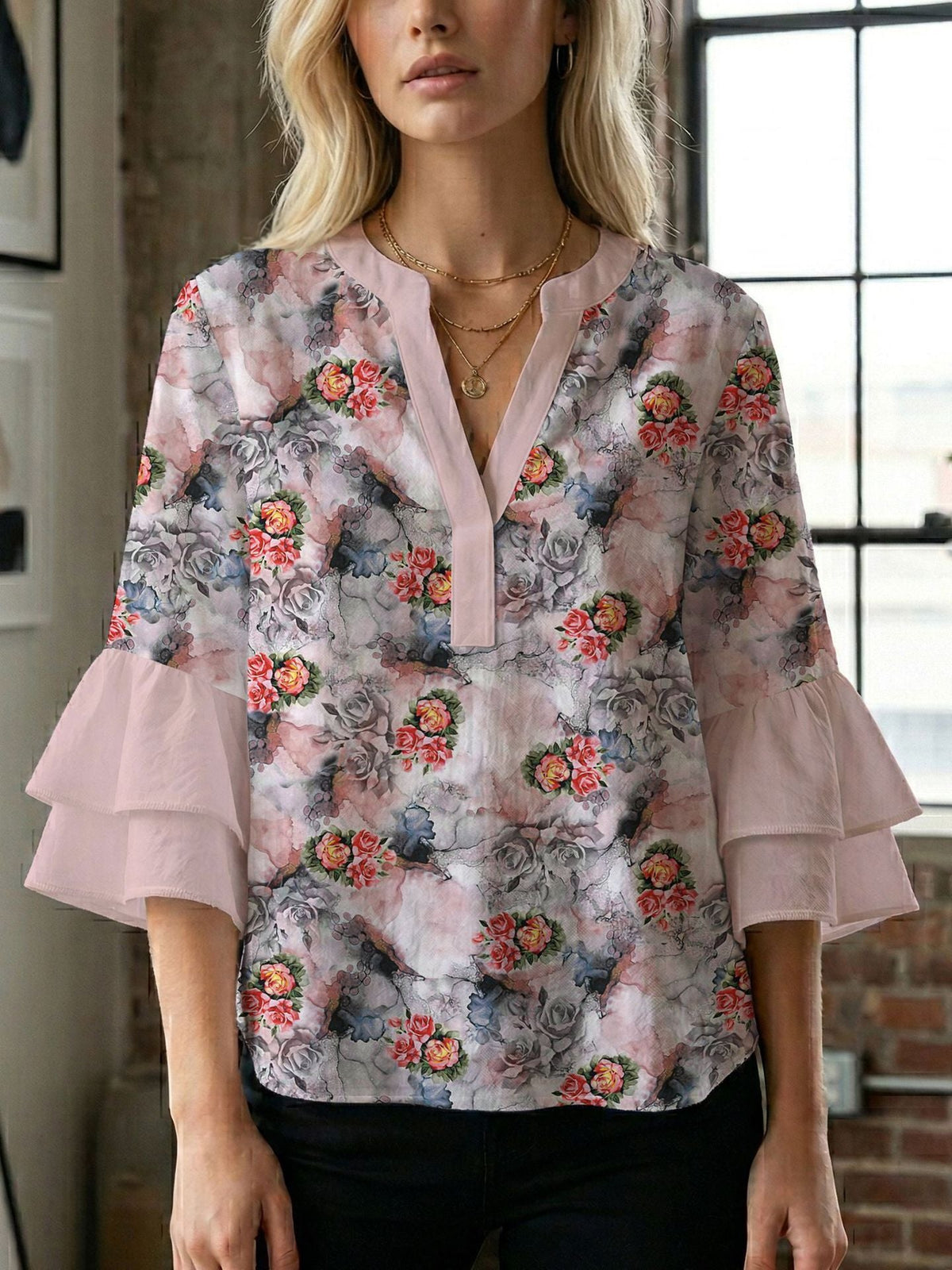 Women's Blouse with Beautiful Floral Design
