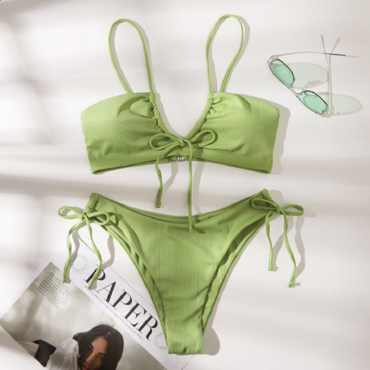Women's Bandeau Bikini with Double Straps and Ties