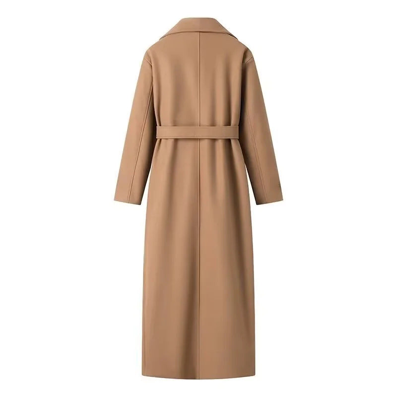 Women's Elegant Trench Coat with Epaulets and Waist Belt