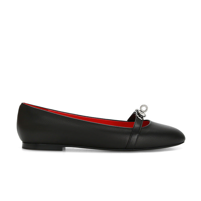 Women's Ballet Flats with Strap and Shimmer Accent