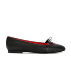 Women's Ballet Flats with Strap and Shimmer Accent