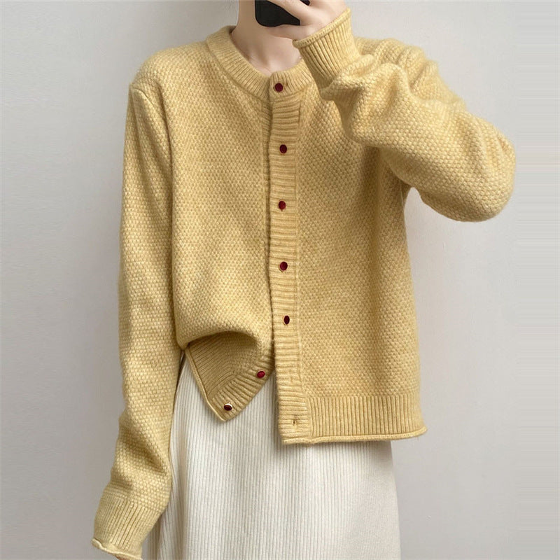 Women's Chunky Knit Cardigan with Button Closure