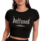 Women's Lips Print Crop T-Shirt