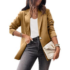 Women's Elegant Blazer with Unique Cut and Subtle Button Details