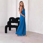 Women's Airy Jumpsuit with Pockets and Spaghetti Straps