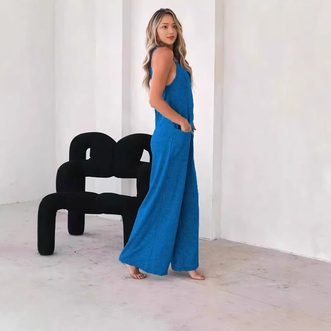 Women's Airy Jumpsuit with Pockets and Spaghetti Straps