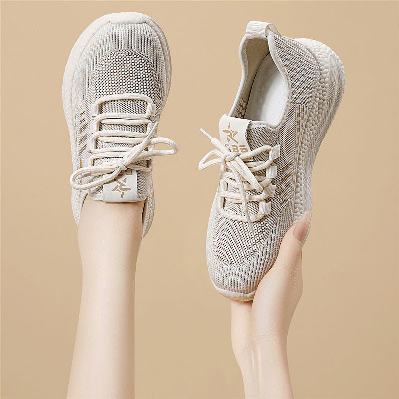 Women's Breathable Running Shoes with Shock-Absorbing Sole and Elastic Details