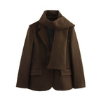 Elegant Winter Coat with Chic Collar and Matching Scarf