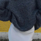 Women's Glitter Knit Sweater with Wide Cut
