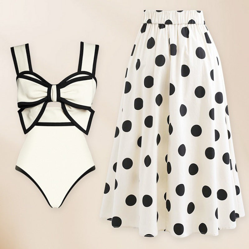 Women's Swimsuit with Fashionable Arch Design and Matching Skirt