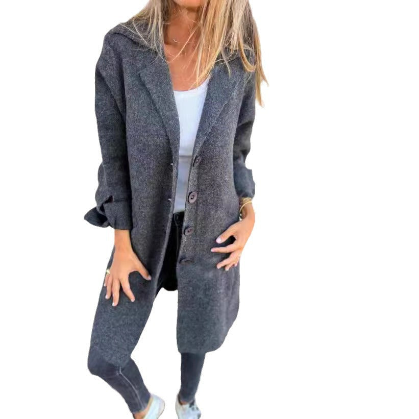 Women's Elegant Wool Coat with Practical Pockets
