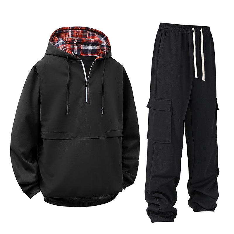 Women's Casual Hoodie with Snap Button and Cargo Pants