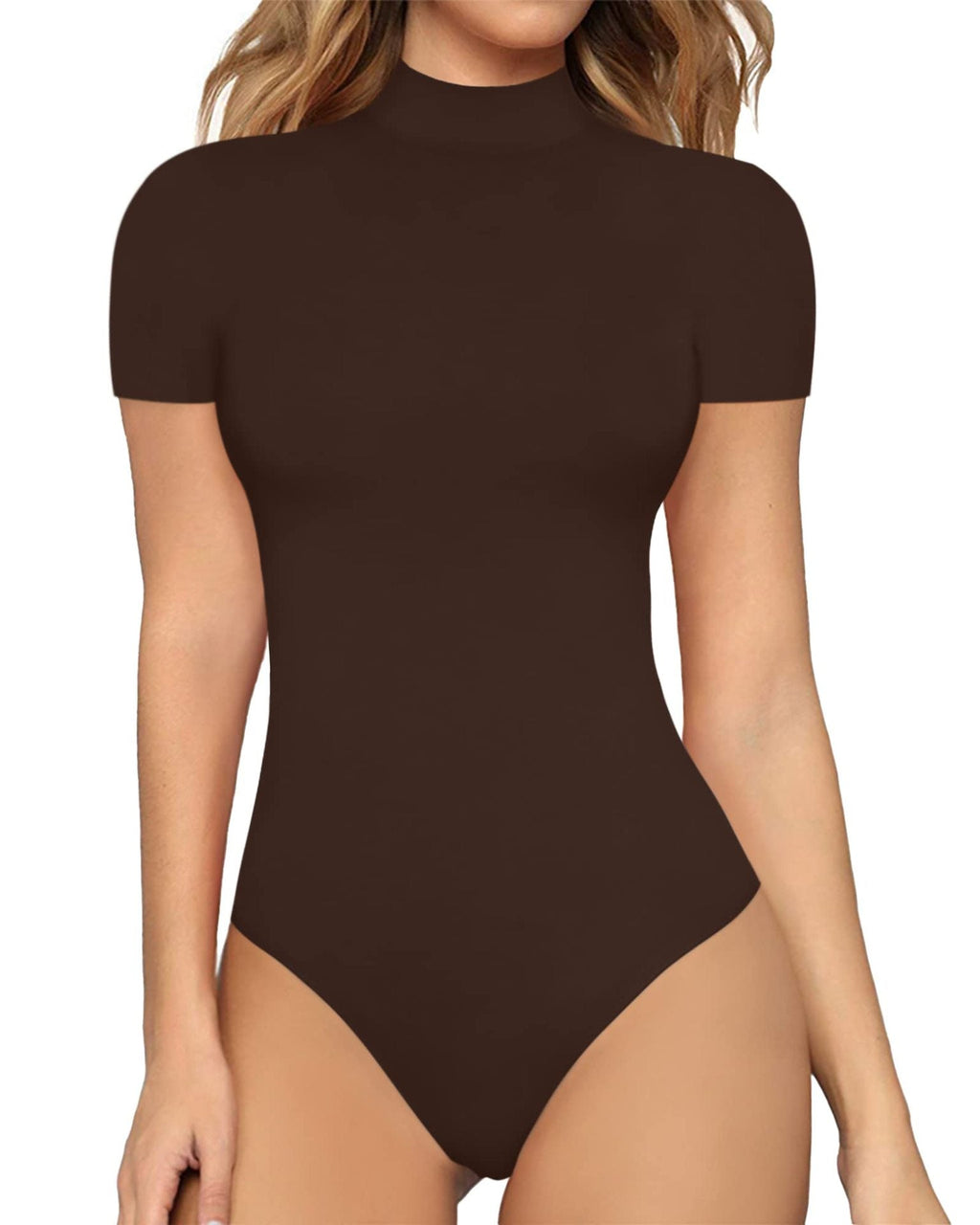 Women's Short-Sleeve Bodysuit with High Collar