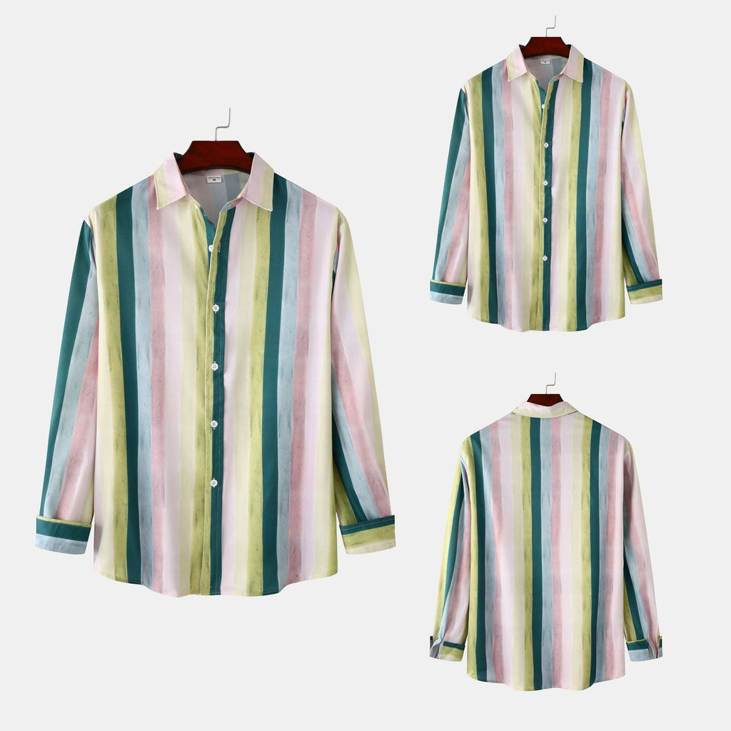 Women's Long-Sleeve Shirt with Colorful Stripe Pattern and Modern Cut