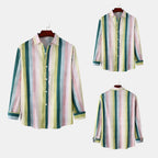 Women's Long-Sleeve Shirt with Colorful Stripe Pattern and Modern Cut