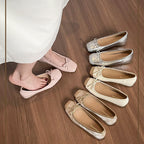 Women's Patent Leather Ballet Flats with Comfortable Wedge Sole