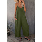 Women's Casual Summer Jumpsuit with Deep Neckline and Pockets