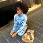 Women's Polka Dot Cotton-Blend Tracksuit Set