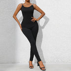 Women's Form-Fitting Jumpsuit with Elegant Shoulder Details