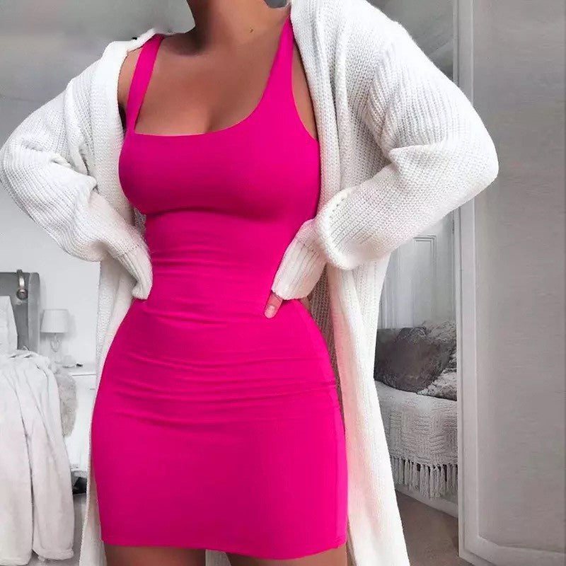 Bodycon Mini Dress with Wide Straps