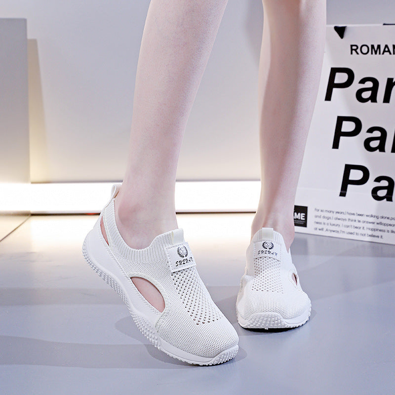 Women's Breathable Sports Sneakers with Elastic Knit Design and Non-Slip Sole