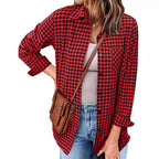 Women's Plaid Shirt with Casual Cut and Chest Pocket